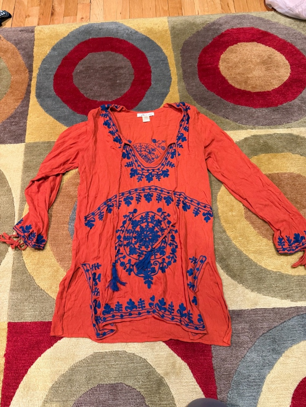 Lucky & coco Orange Long Tunic Top / Short Mini Coverup Dress Women’s Medium